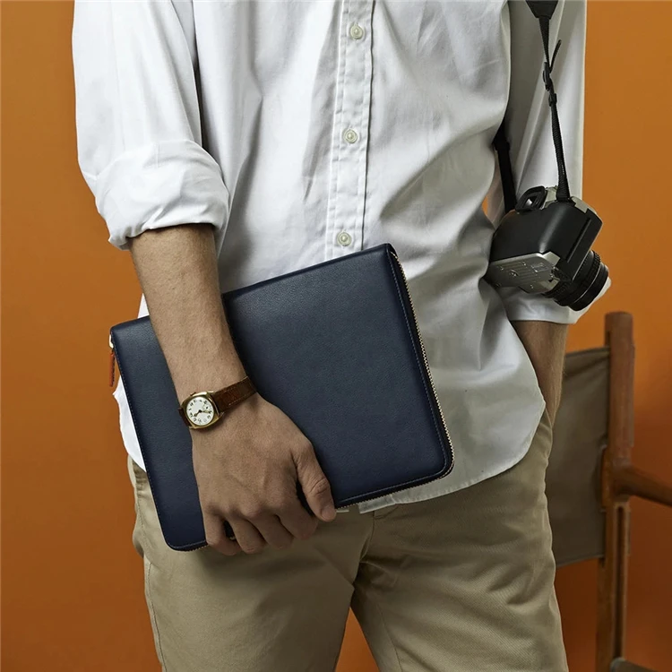 Four Elastic Holder Straps Leather Tech Portfolio for Holding a 10.5'' Tablet