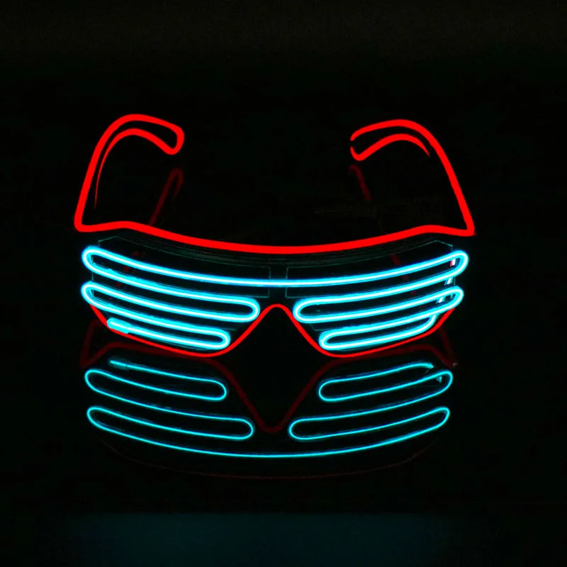 Rejoicing el Wire GLASSES standard el occhiali Shutter Shades for bar party fluorescente Dance DJ luminoso occhiali Christmas Fashion neon LED Glow rave costume party Activing Blue 