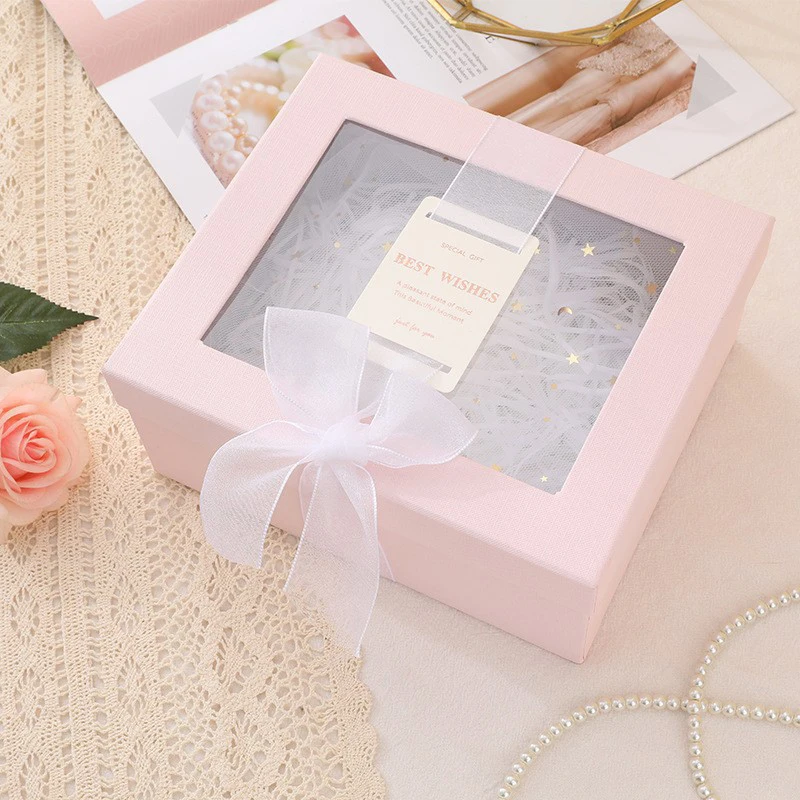 Square Ribbon Coffee Mug Gift Box Birthday Gift Packaging Cardboard Lid