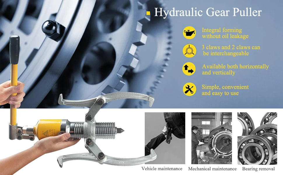Yescom 5 Ton Hydraulic Gear Puller Bearing Wheel Pulling 3in1 Pumps Oil Tube Drawing Machine w/Case