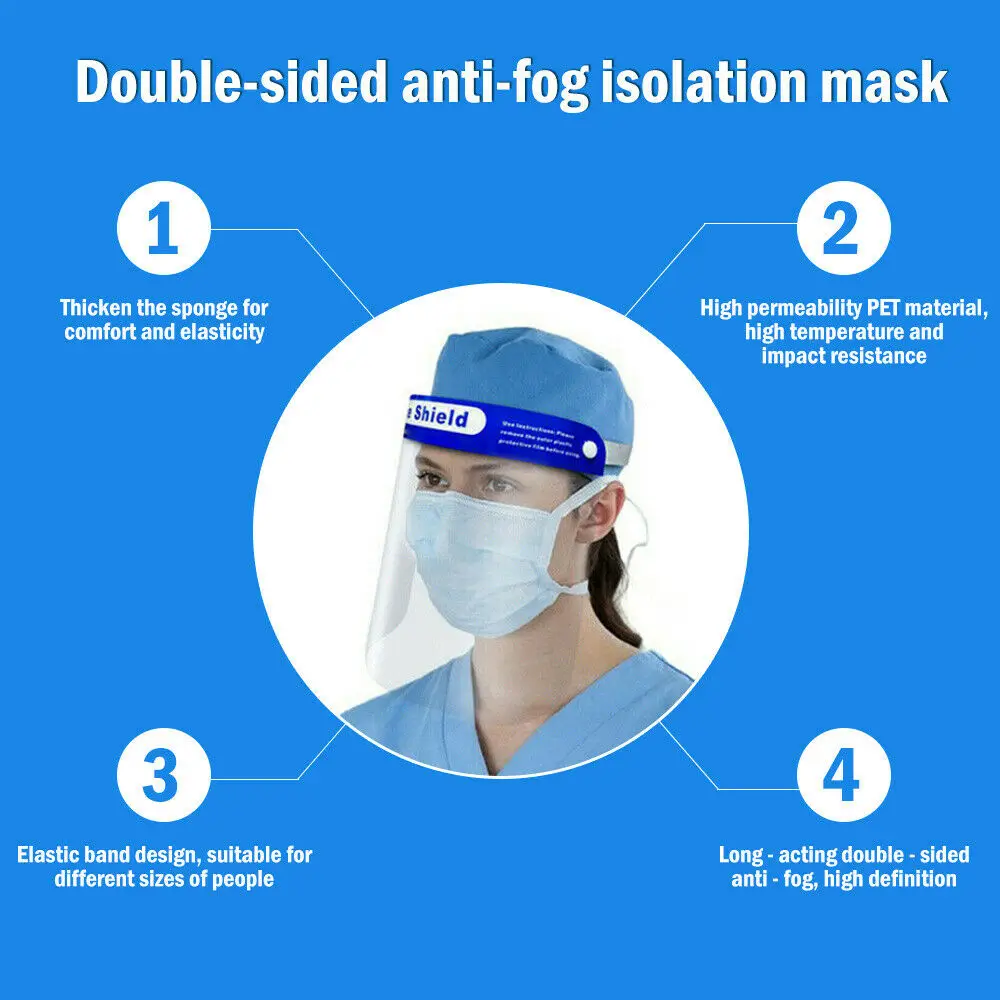 Hot Selling Wholesale Clear Face Guard Face Shield Mask Cover Anti Spatter Isolation Protective Face Shield