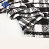 Black white plaid boucle wool 100 polyester fabric for overcoats