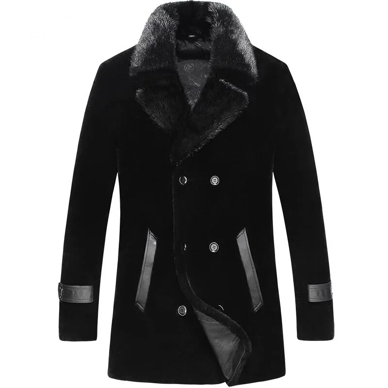 Men New Fashion Real Wool Fur Jackets Casual Outwear Mt8106 Fur Collar ...