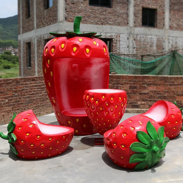 Outdoor fruit Statue Strawberry Chair Giant Strawberries Fiberglass