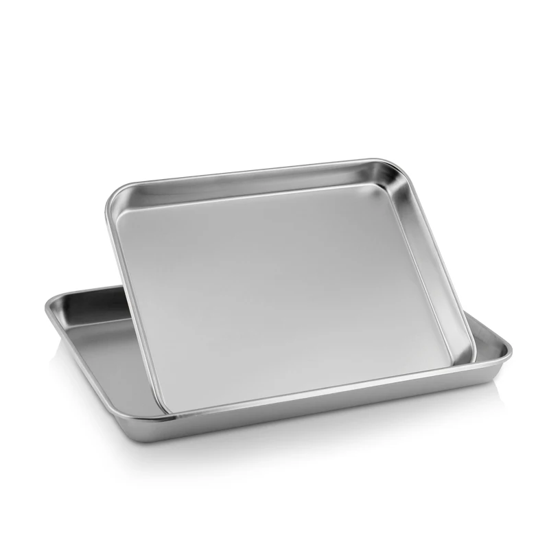 High Quality Rectangle Metal Food Tray Thick Buffet Serving Silver ...