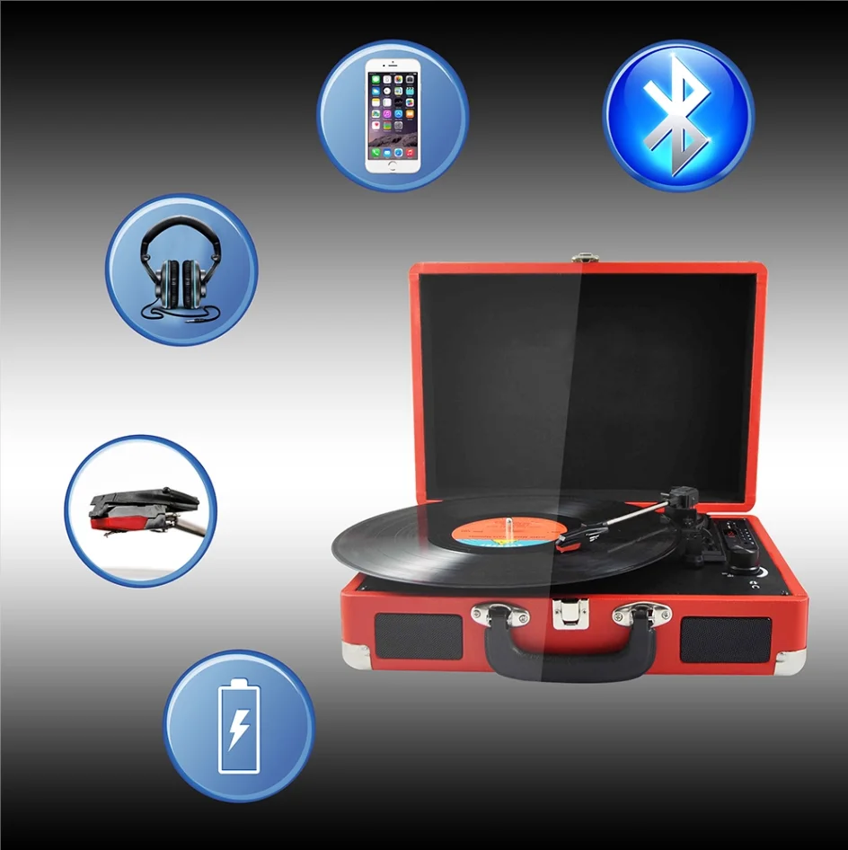 Cheap Retro USB Turntable Player Many Color with Bluetooth Sound Control Knob - ANKUX.COM