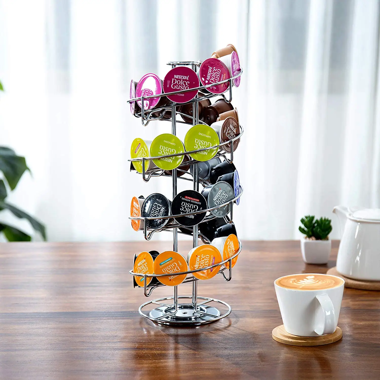 多功能 dolce gusto nespresso 不锈钢旋转置物架不锈钢咖啡胶囊保持