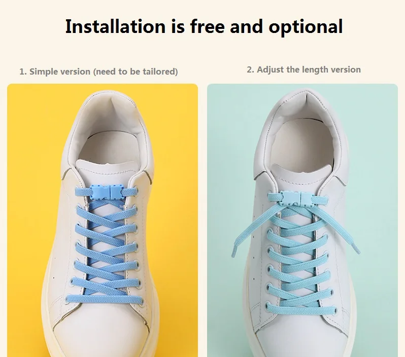 Wholesale Lazy Free Shoelaces Color Plastics Capsule Buckle Flat