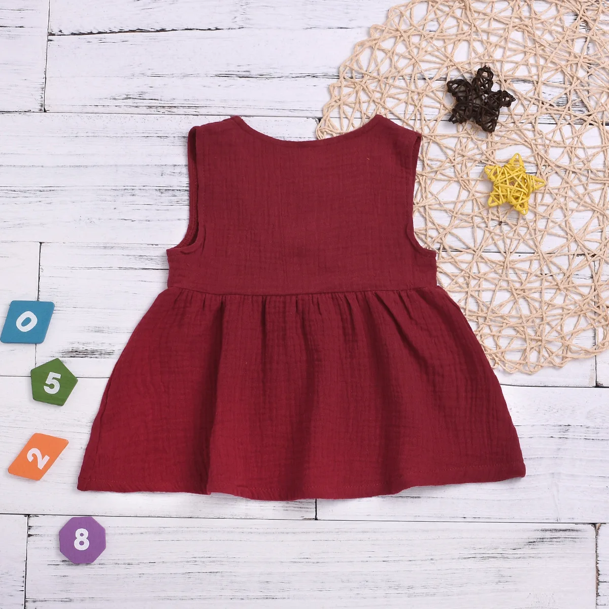 Summer Newborn Infant Toddler Girl Sleeveless Cotton Button