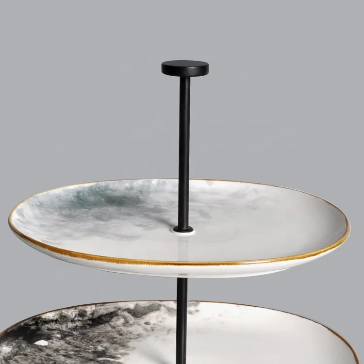 two layers fruits holder plate ceramic