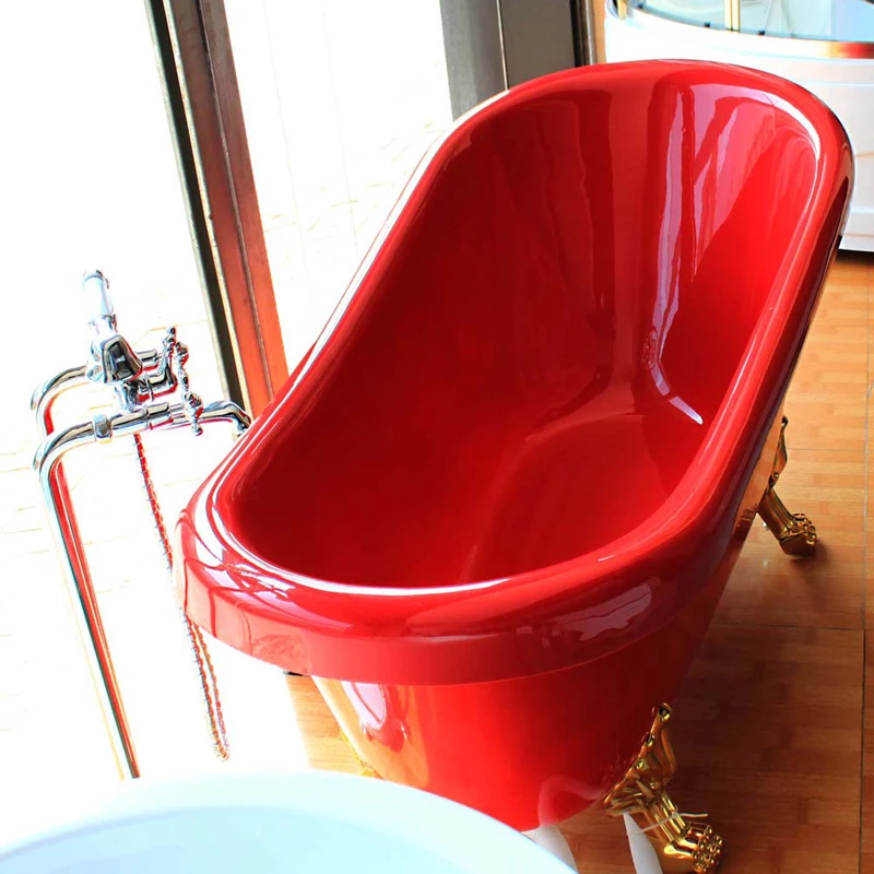 Hsb017x Clawfoot Bathtub Red/ Clawfoot Corner Bathtubs/ Red