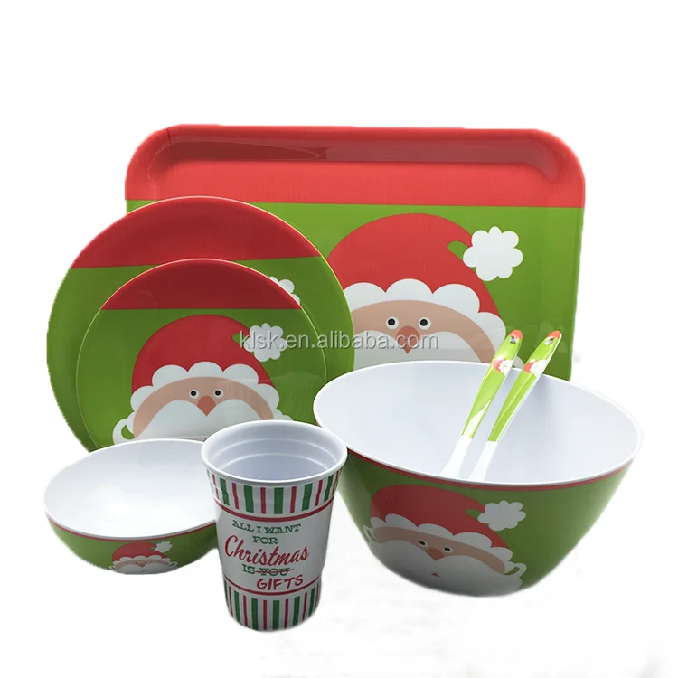 Set Of 8 Pcs Christmas Series Kitchen Wares Melamine Christmas Dinner