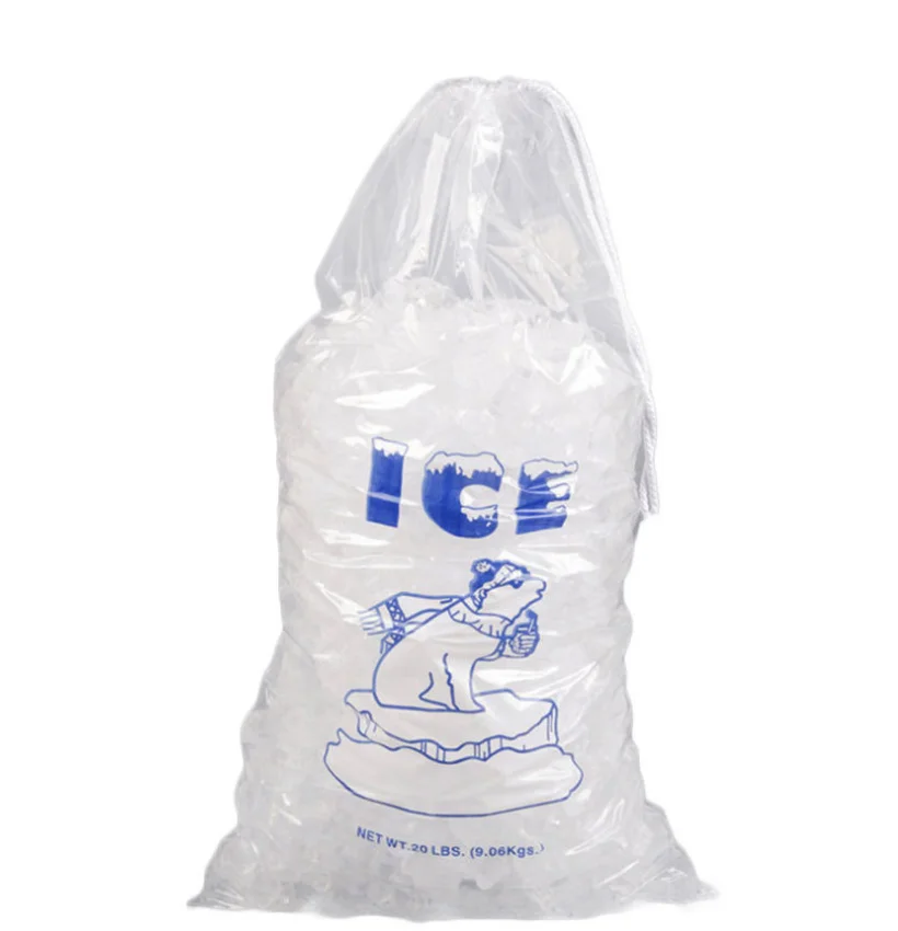 High Quality Ice Storage Drawstring Bags Freezer Plastic Ice Cube Bags ...