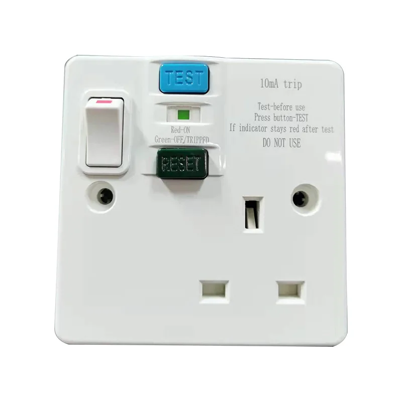 13a 10ma 30ma Rcd British Switch Socket Outlet 230v Gfci 2 Gang Uk Wall