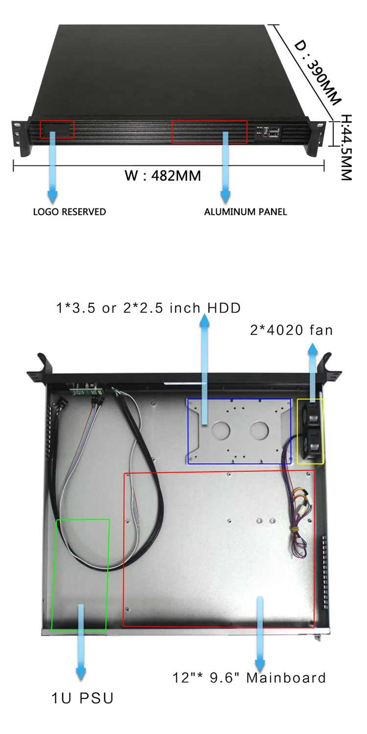 Mini Atx Server Rack Mini Atx Server Case Short Depth 390mm Jbod 1u Rackmount Aluminium ...
