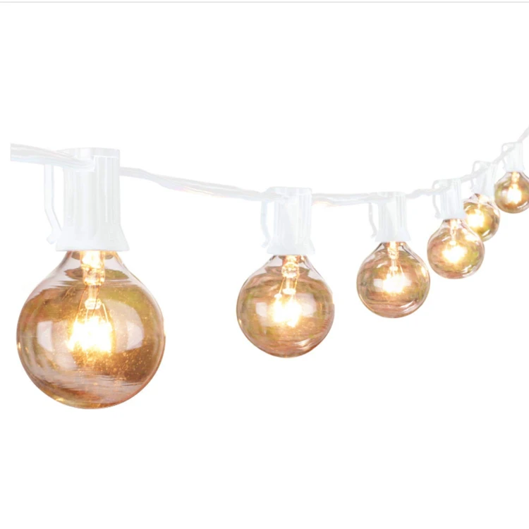 UK European Standard Electric Light String Set for Patio Included 26 G40 Glass Bulbs 7W incandescent