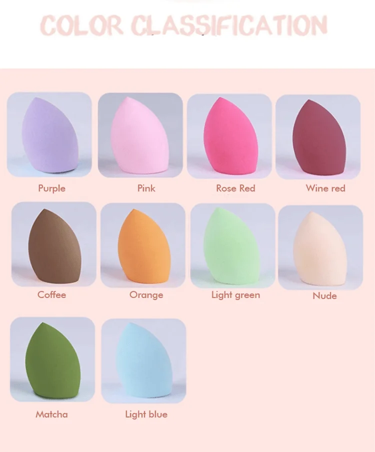 Wholesales 2020 10 Color Drop-shaped Pink Vegan Makeup Mini Soft Private Label Custom Logo Egg Sponge Blendered with Box