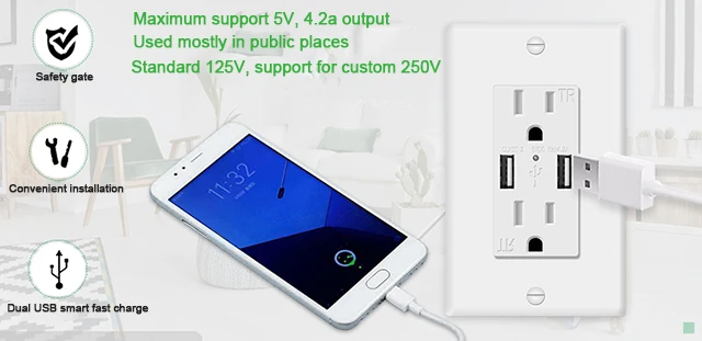 CGA Smart Home Tuya Phone App Remote Smart Life Zigbee Wifi Usb US Inwall Smart Wall Socket - ANKUX.COM