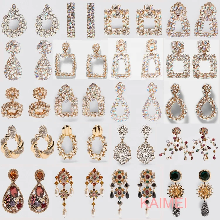 Kaimei 2019 אופנה עיצוב אמזון מכר חדש ZA מתכת להתנדנד עגילים לנשים גיאומטרי הצהרת Drop עגילים סיטונאי