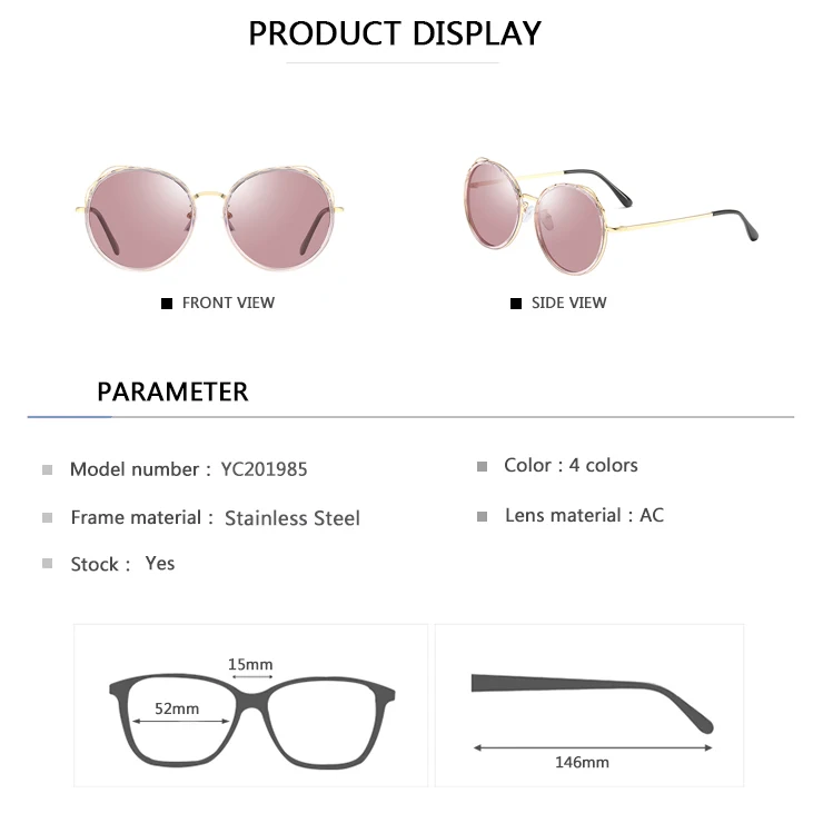 EUGENIAWomen Polarized Sun Glasses Round UV400 Brand Design Sunglasses-5
