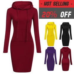 2021 New Arrivals Winter Dress Plus Size Women Clothing Elegant Casual Hoodie Dress Long Sleeve With Pockets Formal Dresses
