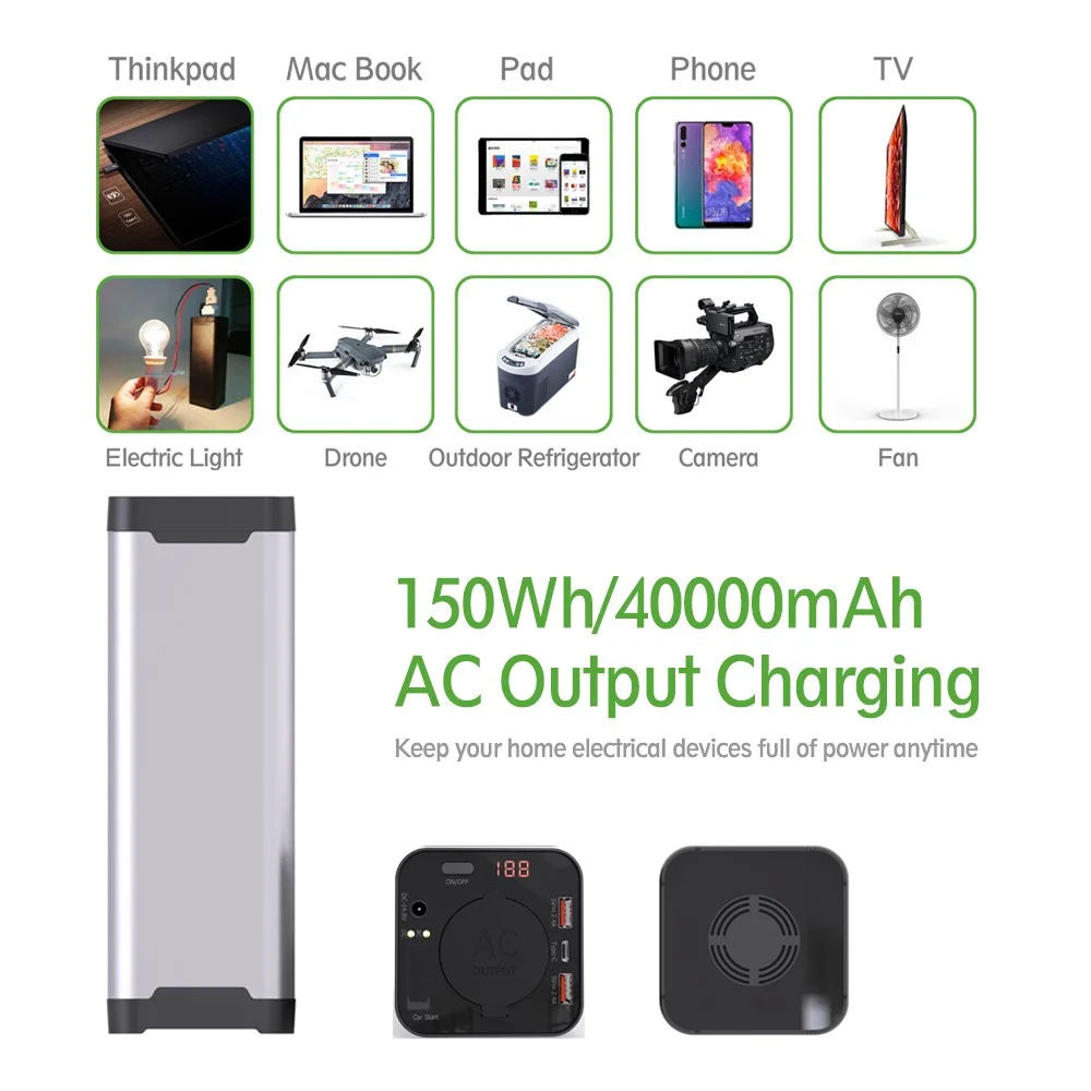 OEM best selling products 2020 portable charge DC12V AC 200w Power Station Rechargeable UPS car jump starter powerbank 40800mah - ANKUX.COM