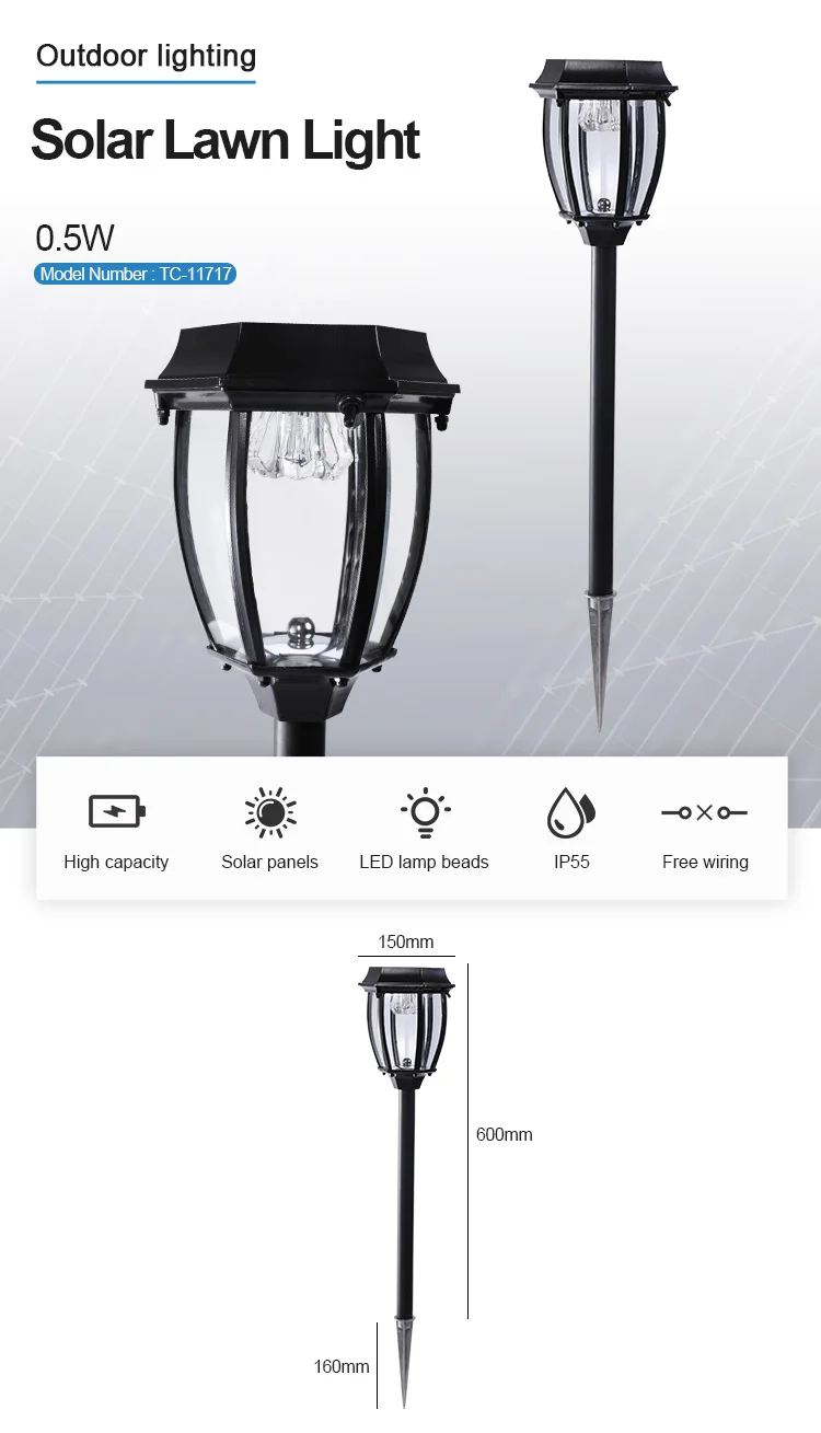 IP55 Waterproof 1W Outdoor Aluminum Decoration Pathway Lawn Led Solar Garden Stick Light