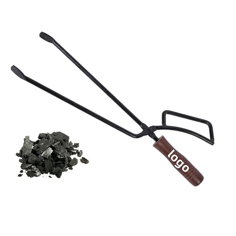 15 Inch Fire Pit Log Grabber Outdoor Bbq Tool Iron Wood Handle Charcoal