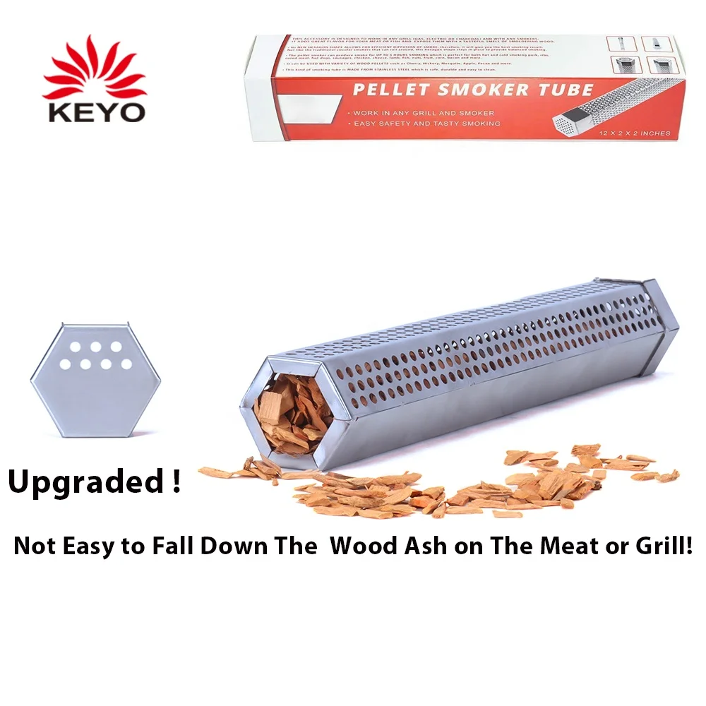 Keyo Upgraded Pellet Smoker Tube 12 Inch Hexagon Stainless Steel Bbq