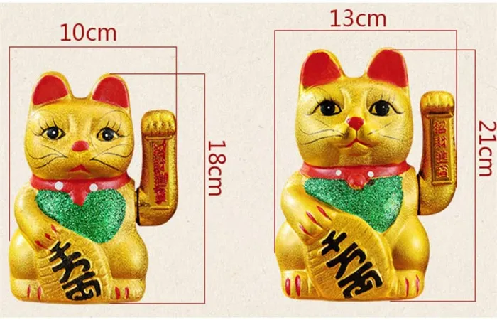 7" Ceramics Maneki Neko Lucky Beckoning Waving Wealth Gold Cat FengShui 18 cm 