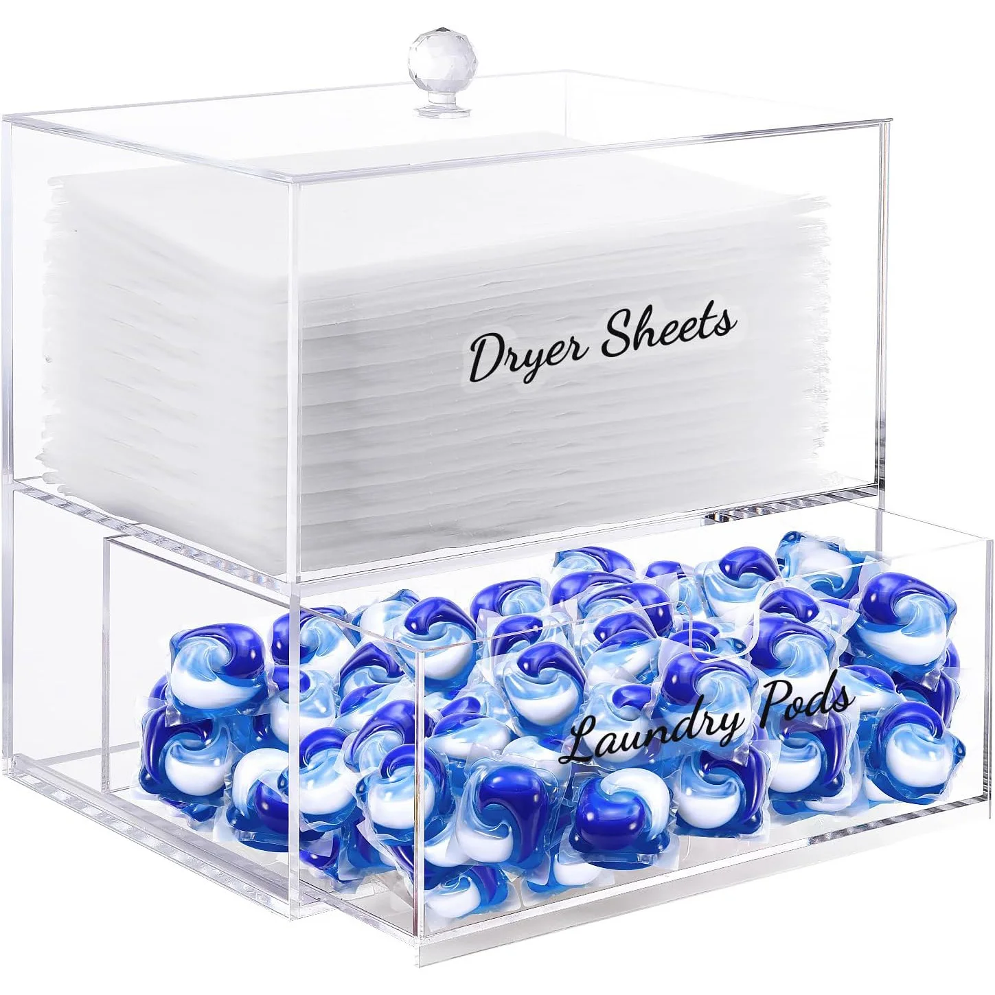 Clear Laundry Room Detergent Pods Dispenser Box Acrylic Dryer Sheet