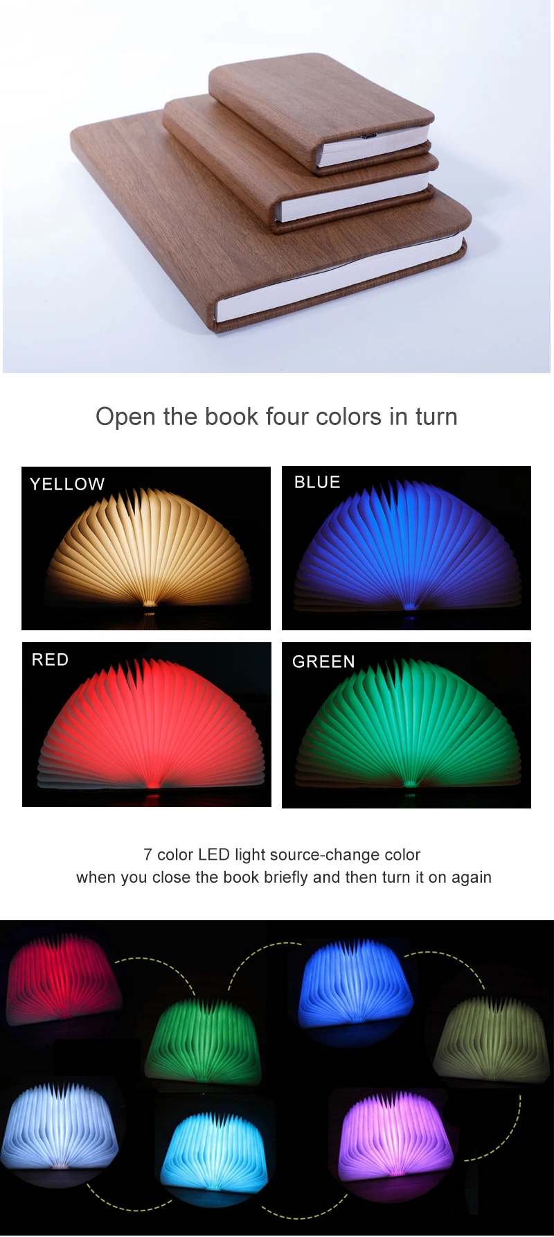 Waterproof Dupont Paper Folding Wooden Mini Book Lamp Led Lumio Book