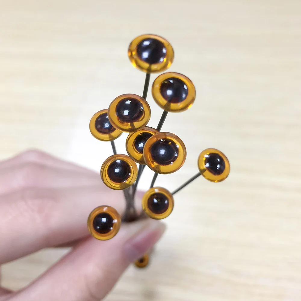 NEW LOT 6 PAIRS 5mm AMBER GLASS EYES on WIRE Fish lures TEDDY BEARS DUCK decoys 
