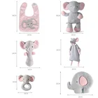 Newborn Baby Gift Set Sleep Rattle Baby Plush Pillow Toy Elephant Bunny Soft Toy Baby Comforter Blanket
