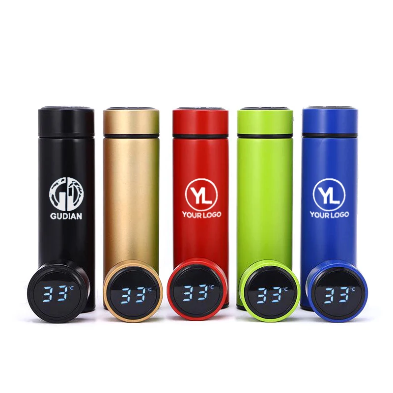 Custom Logo Smart Led Thermal Bottle Vacuum Thermos Bottle Stainless Steel Water Bottle With ...