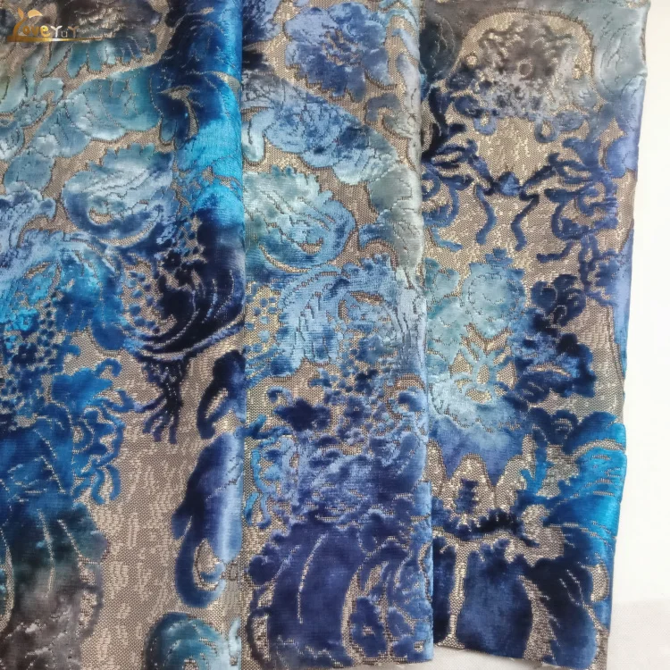 Luxury Upholstery Woven Colorful Flower Cut Jacquard Spray Paint Velvet