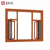 New Model Thermal Break Double Swing Aluminum Frame Casement Anti-theft Glass Windows with Blinds Mosquito Net Grill Design