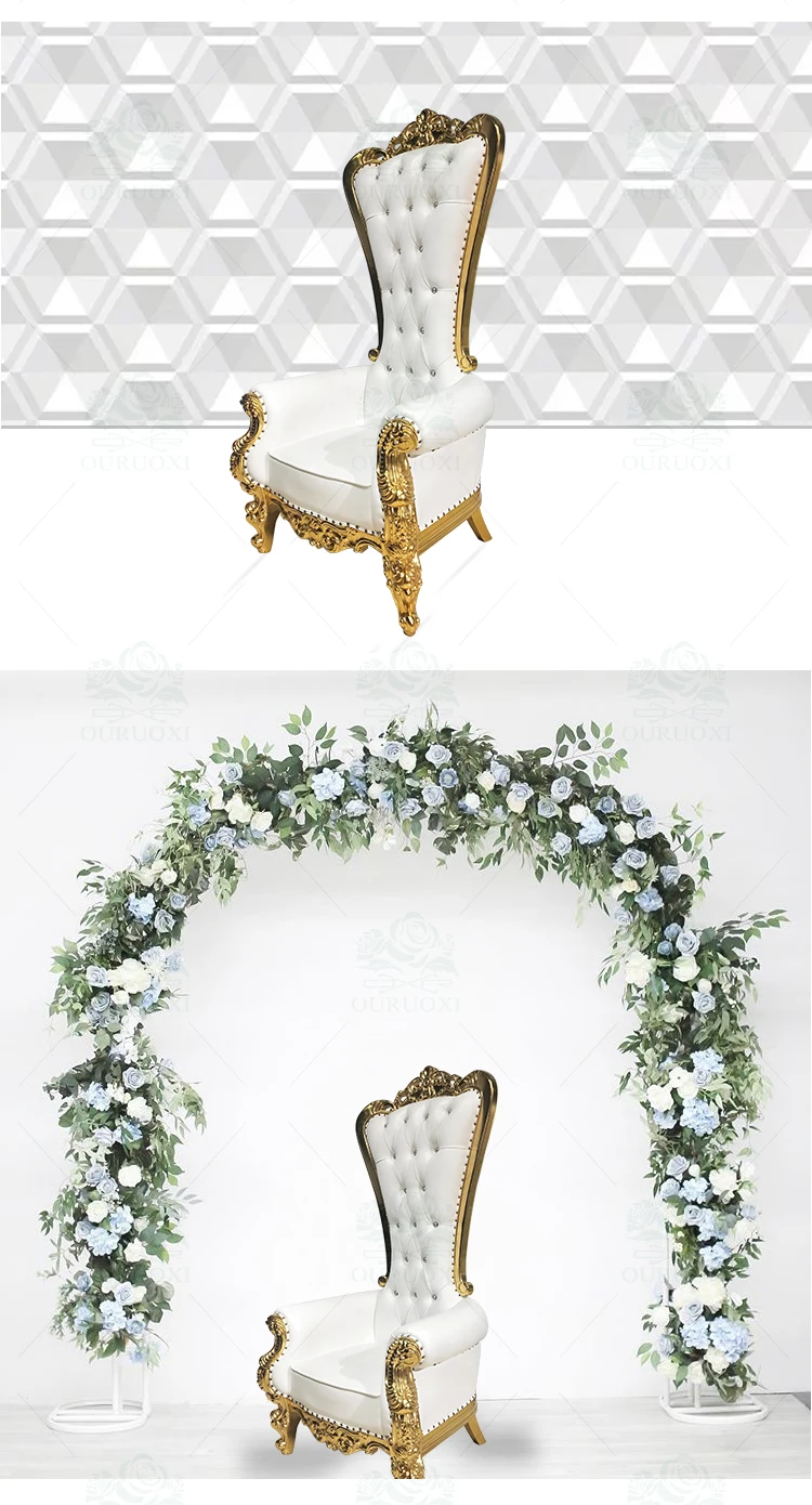 Bride And Groom High Back Throne Chair Luxury Royal Wedding King And