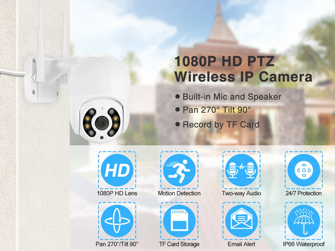 5.0MP PTZ Wifi IP Camera Outdoor AI Human Detect Wireless Camera H.265 P2P ONVIF Audio 5MP Security CCTV Camera