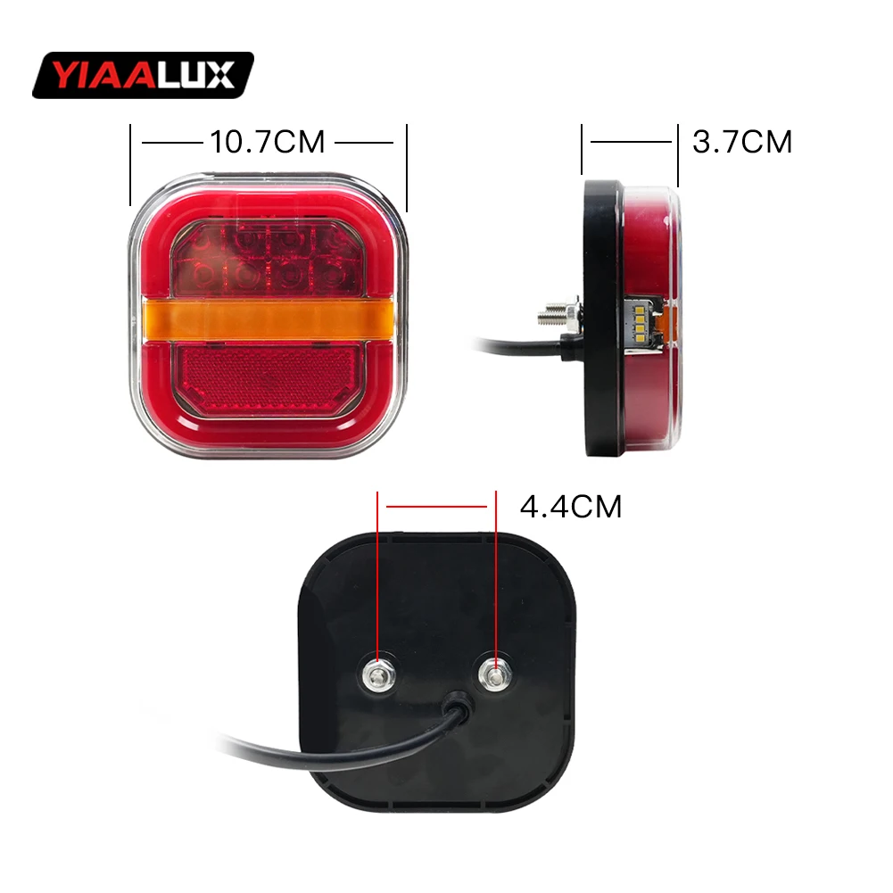 24V LED Truck Tail Light Flowing Halo Ring New Cross-Border Square Hamburger Light Indicator Wide Side Light Accessory for Cars factory