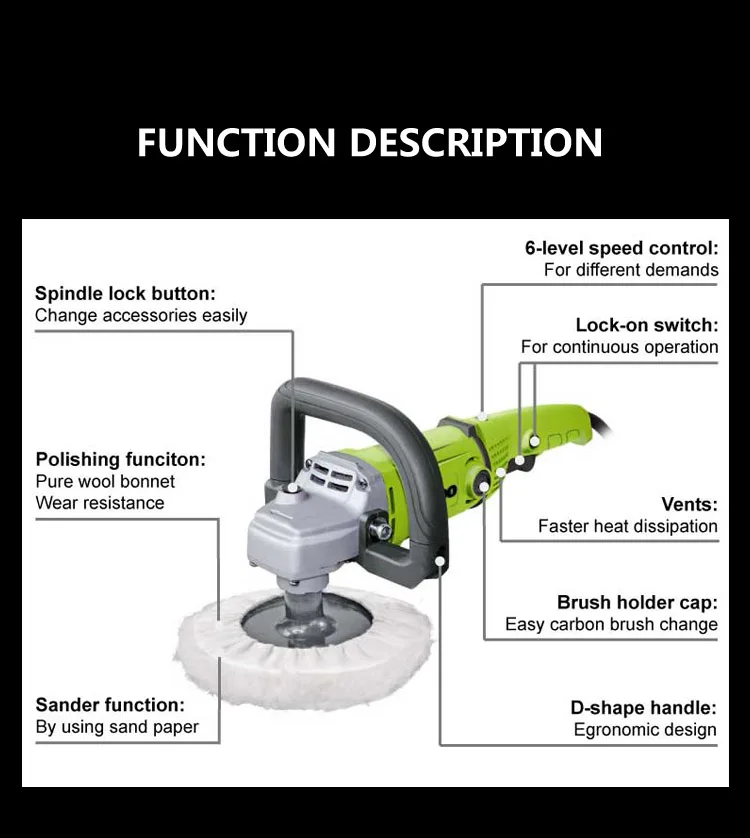 VIDO 7 inch 1400w car polish machine electric car polisher sander