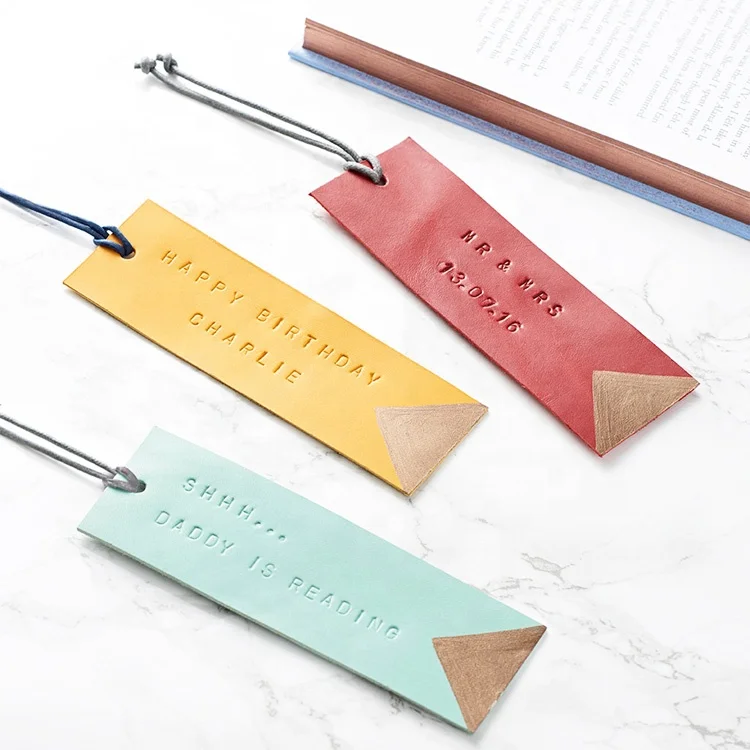 
Factory hot sell high quality genuine leather bookmark with embossed logo 