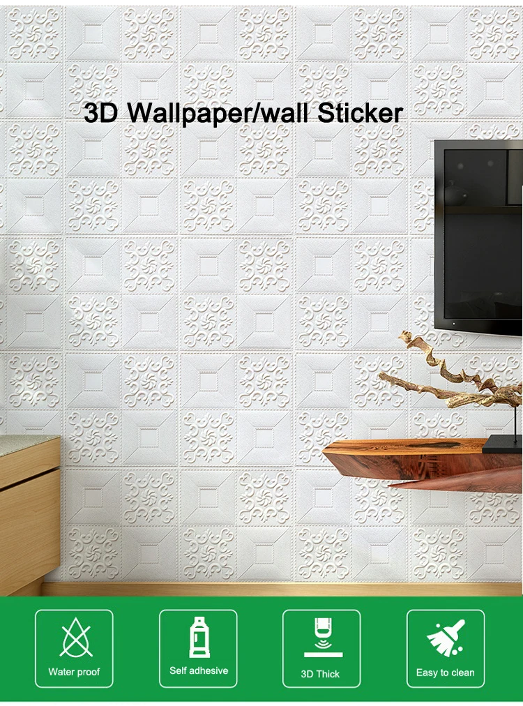 European style self adhesive PE foam 3D wallpaper wall decoration 3d board waterproof wall paper