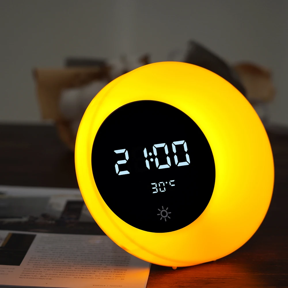 2.5W LED Crescent Moon Clock Light Rechargeable Warm White Night Light