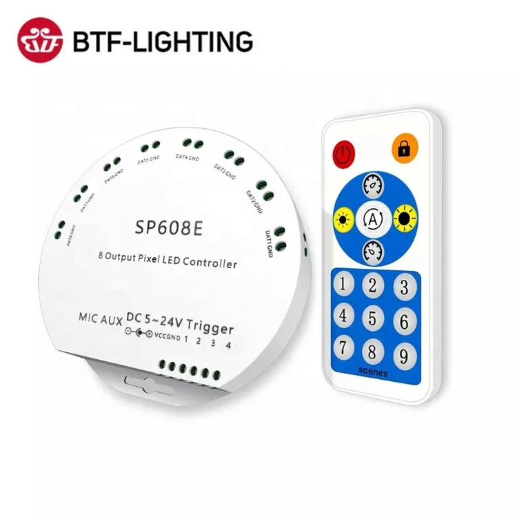 LED Light Strip Built In Mic IOS Android Bluetooth App ws2811 ws2815 8ports led controller sp608e