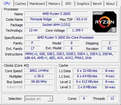 amd ryzen5 2600 r5 cpu 3.