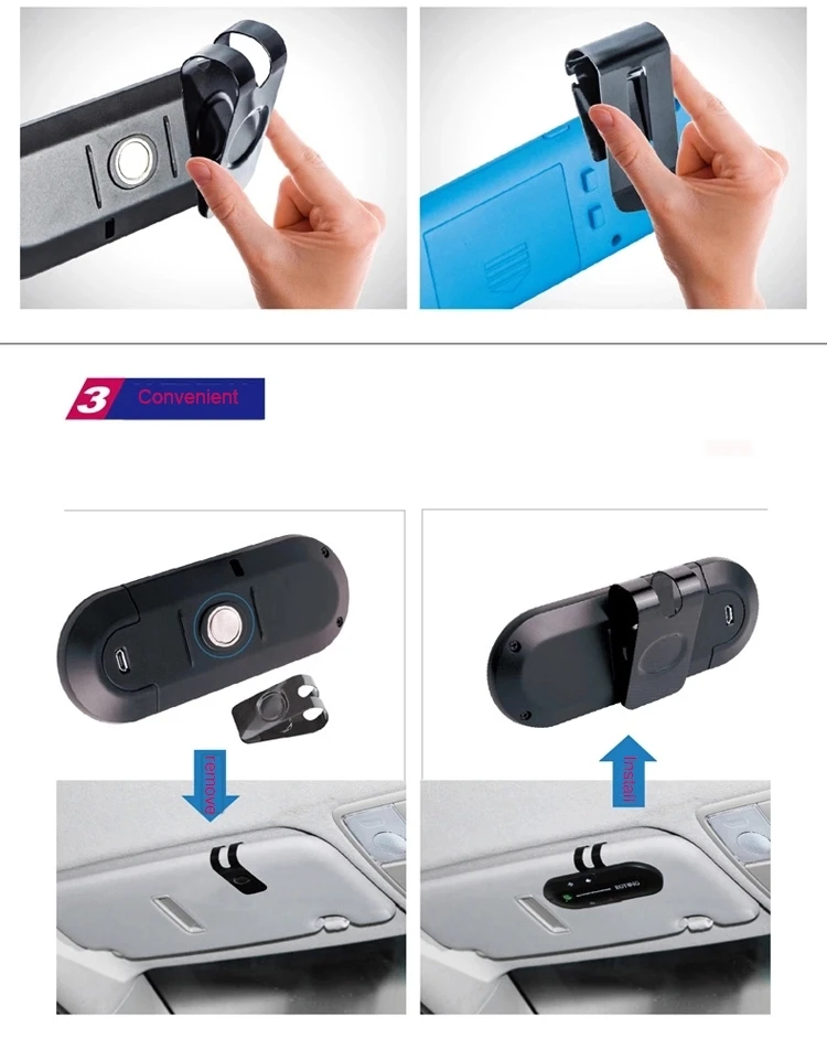 Btmt03 Bt4.0 Aux Audio Receiver Car Sun Visor Handsfree Phone Speaker
