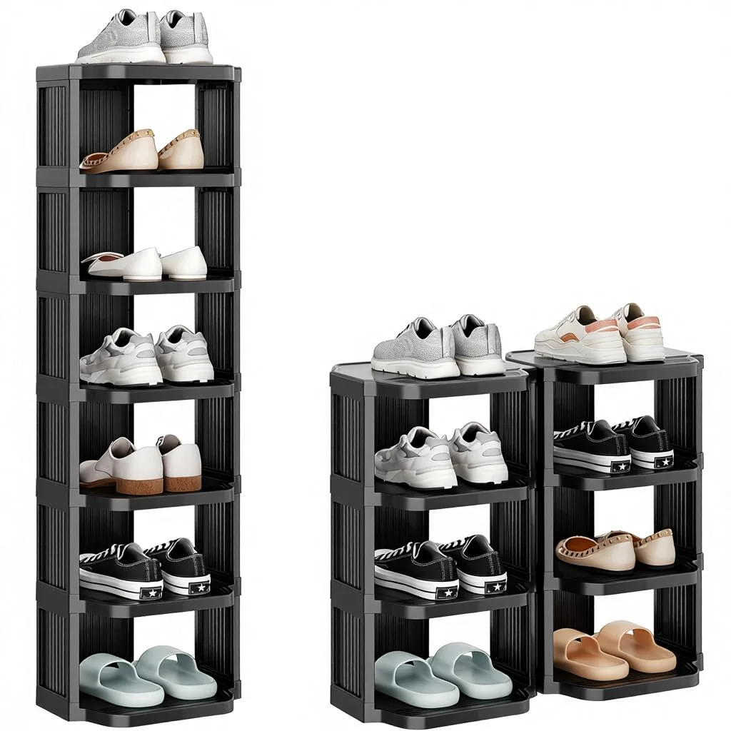 ZJH Modern Adjustable Vertical Shoe Rack 8-Tier Stackable DIY Free ...