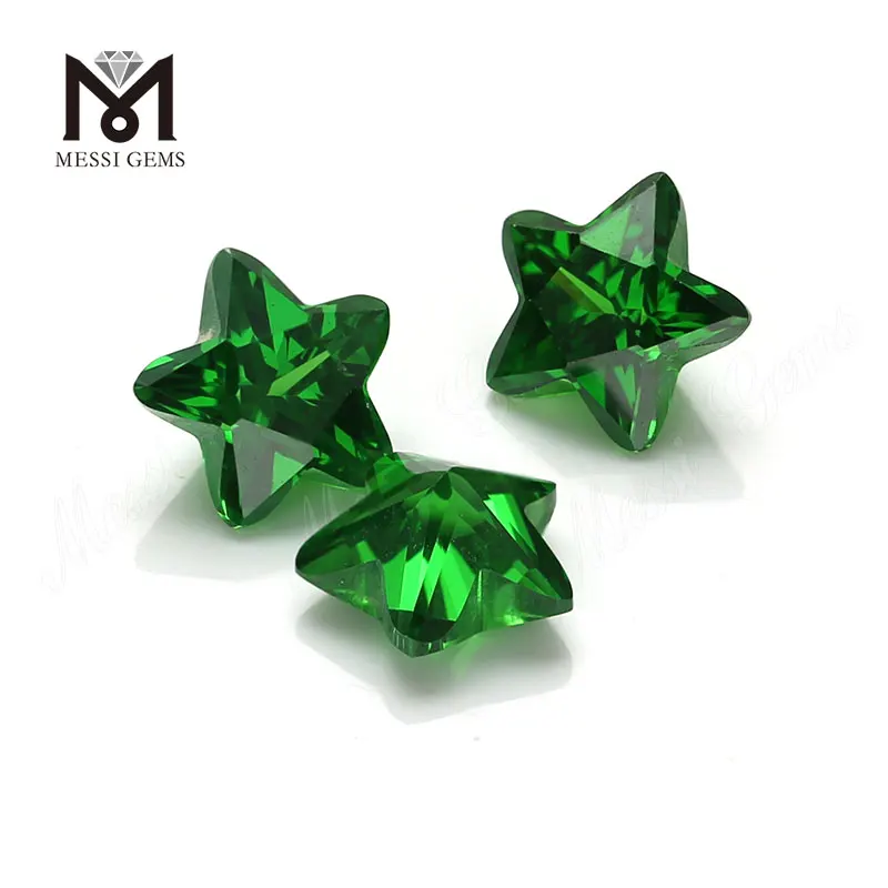 Green Color Star Shape Cubic Zirconia Stones 3 * 3-12 * 12mm CZ per la produzione di gioielli