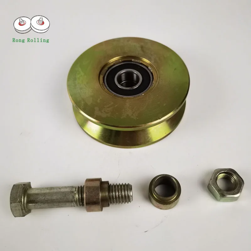 Two 4-Inch V-Groove Sliding Gate Wheels - Cast Iron With Mounting Hardware